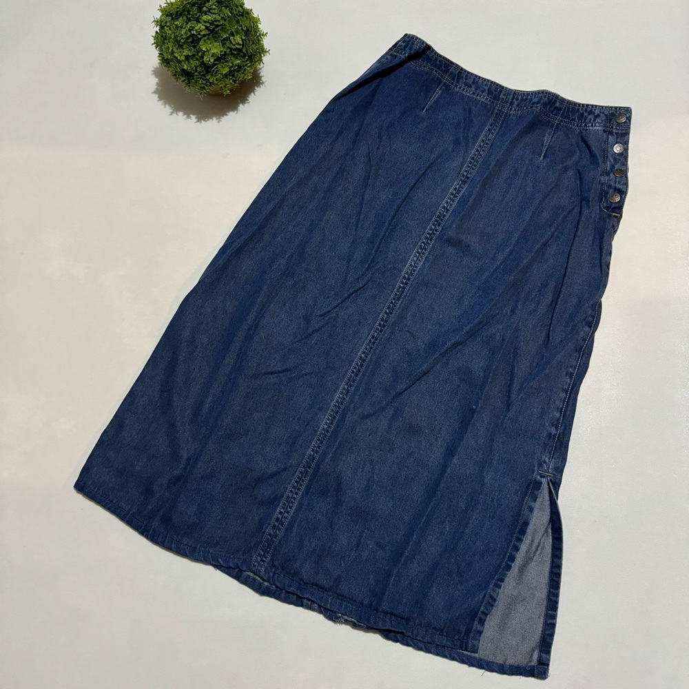 Vintage Medium Wash Long Modest Denim‎ Jean Midi Maxi Skirt Women’s Size 10
